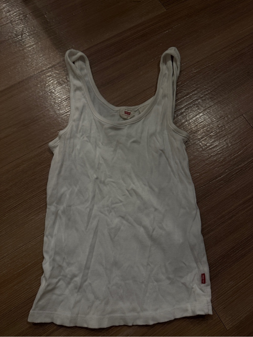 Levi's White Ribbed Scoop Neck Tank